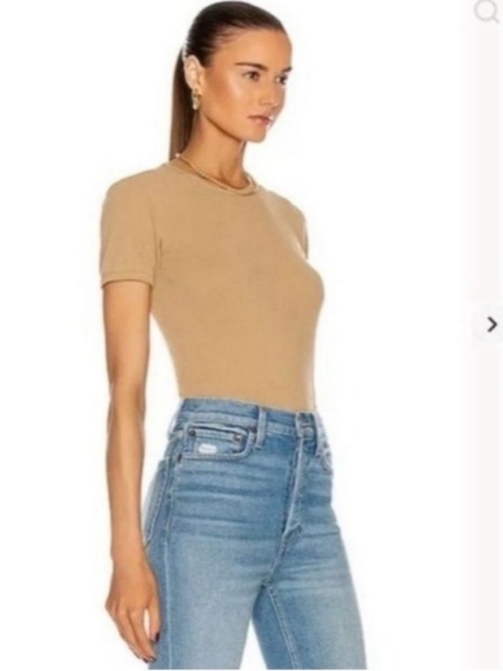 RE/DONE x Hanes 90's Ribbed
Cap Sleeve Tee in Sand Tan Womens Size Small